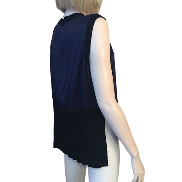 DKNY Asymmetrical Flounce Panel Top Blouse Tunic Tank Rayon Merino Wool NWOT - Picture 4 of 16